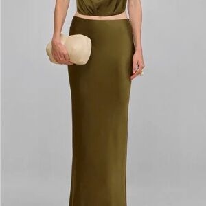Cult Gaia Olive Maxi Skirt